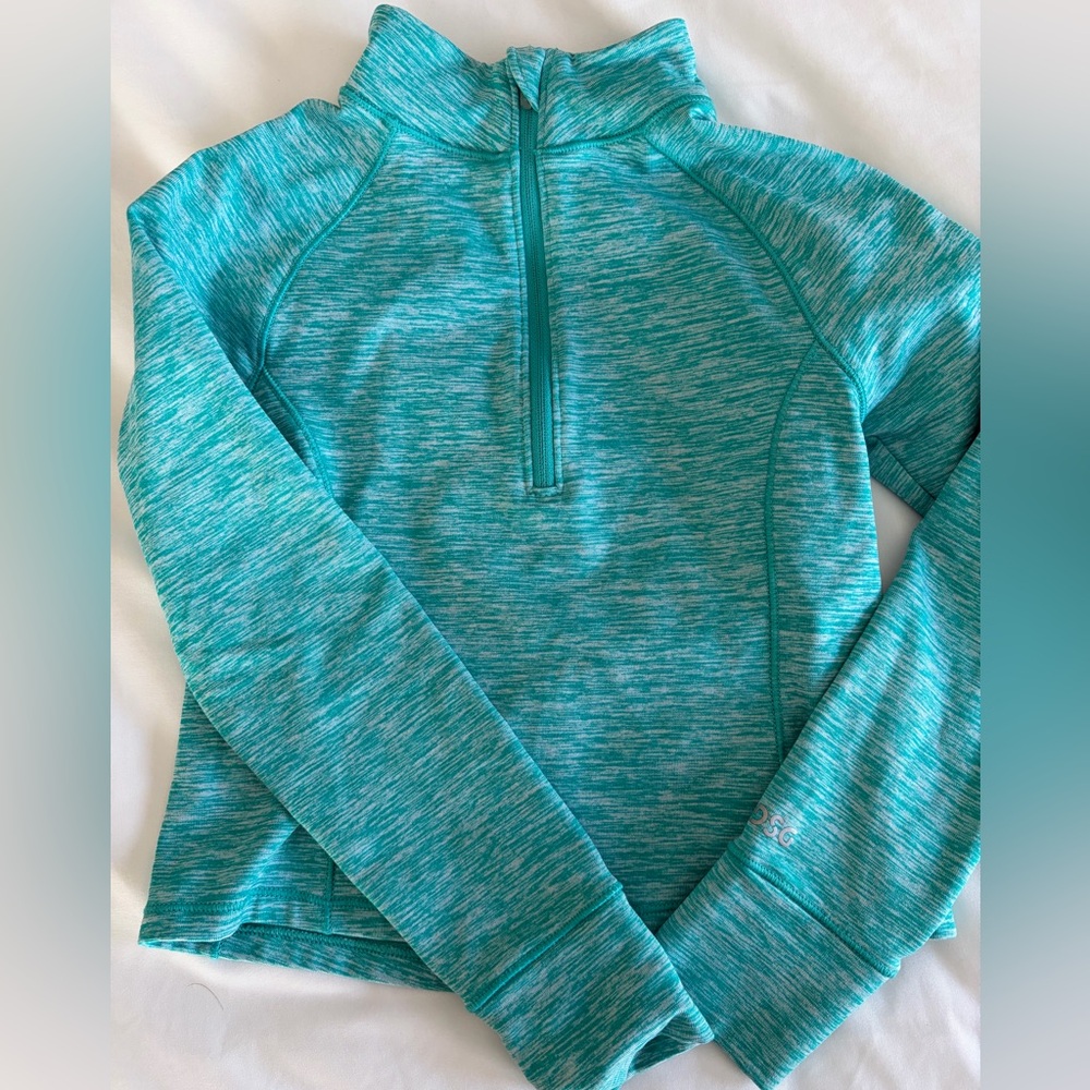 Girls Teal Quarter-Zip Pullover